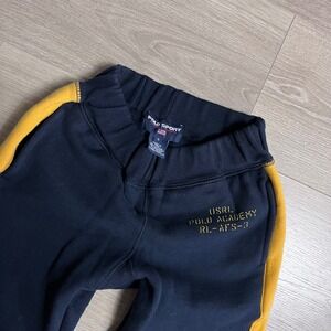 VTG Polo Sport Ralph Lauren Kids Navy Yellow Track Pants Joggers Sweatpants Sz 5
